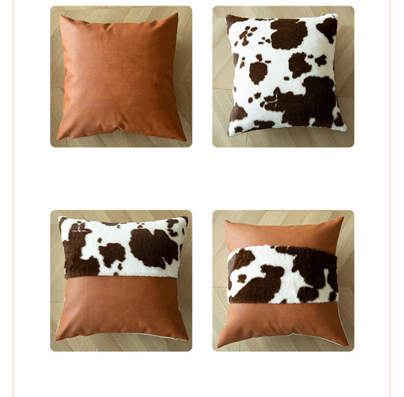 Cute Color Block Pu Milk Fiber Throw Pillow display picture 8