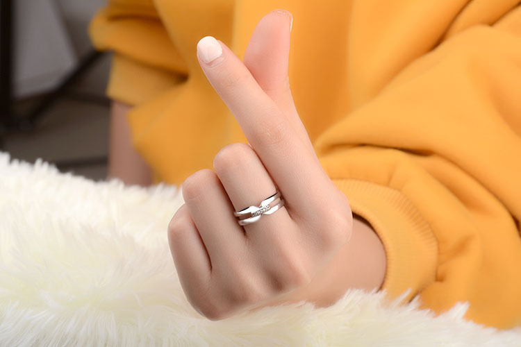 Ig Style Simple Style Geometric Copper Plating Hollow Out Inlay Zircon White Gold Plated Open Rings display picture 1
