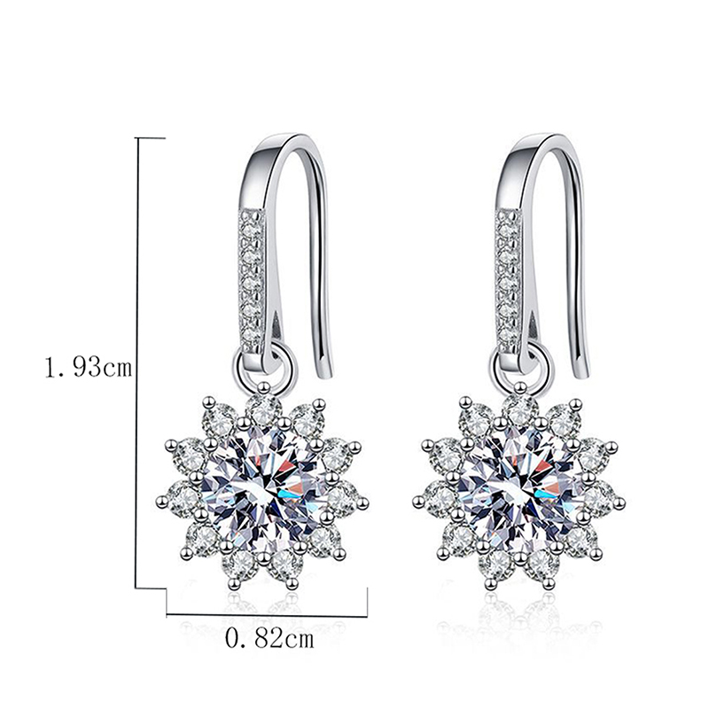 1 Paire Élégant Entreprise Luxueux Flocon De Neige Placage Incruster Argent Sterling Zircon Or Blanc Plaqué Boucles D'oreilles Crochet D'oreille display picture 4