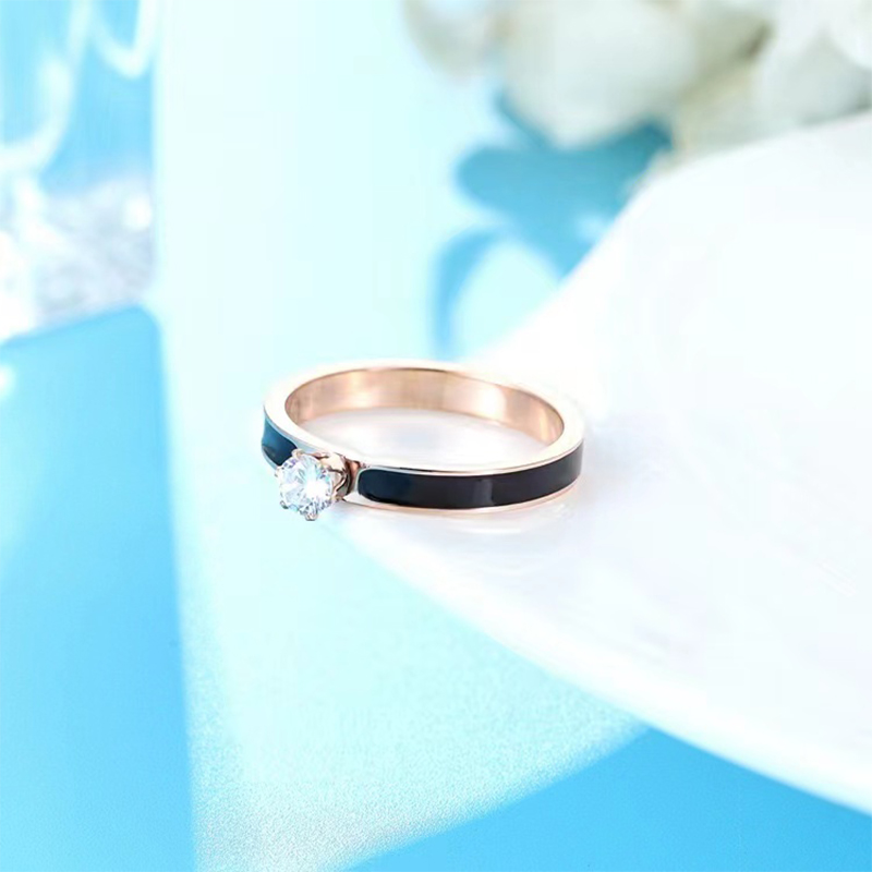 Stainless Steel None Wedding Modern Style Pastoral Plating Inlay Round Rhinestones Rings display picture 5