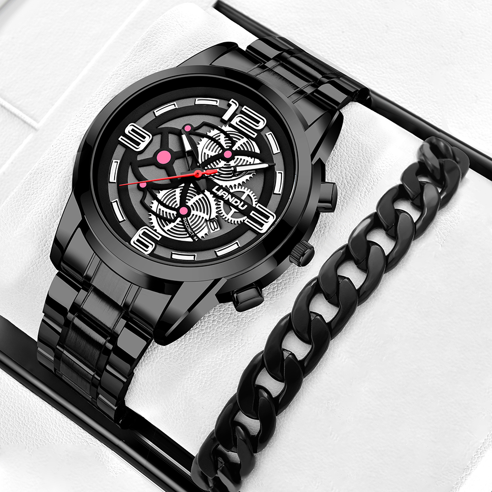 Casual Solid Color Buckle Quartz Men's Watches display picture 3