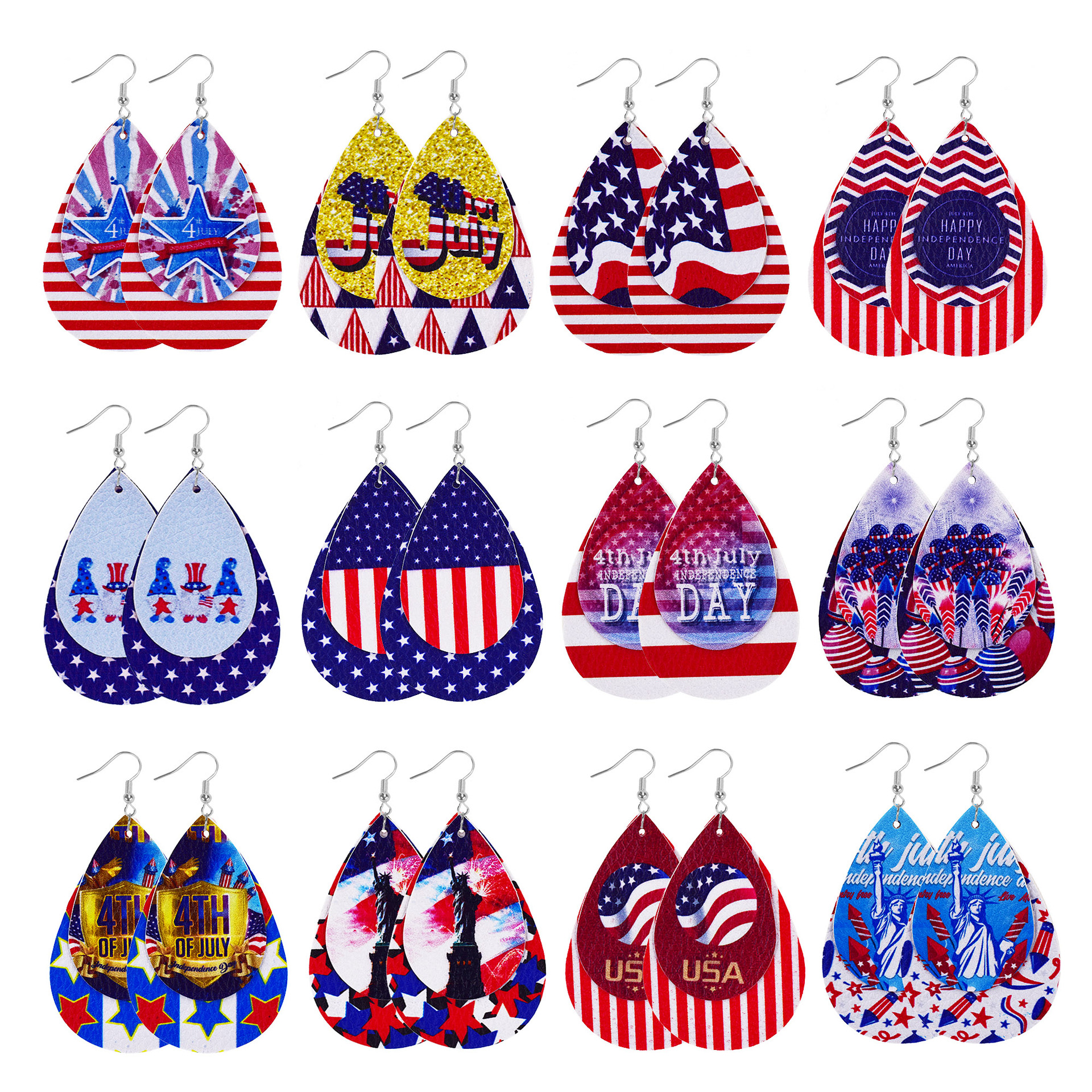 1 Pair Ethnic Style National Flag Plating Pu Leather Alloy Drop Earrings display picture 1