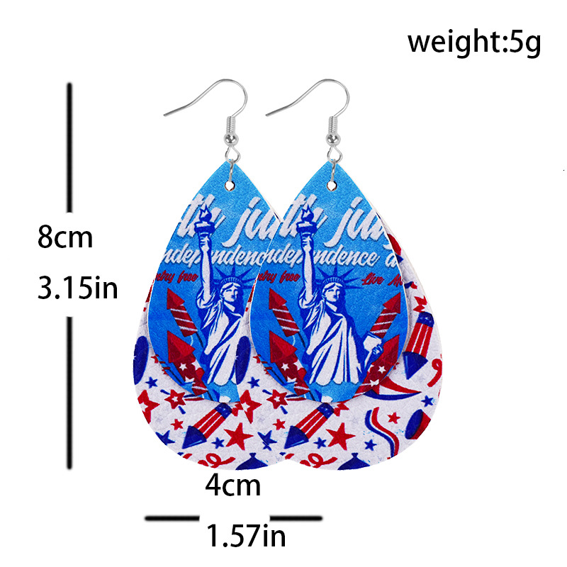 1 Pair Ethnic Style National Flag Plating Pu Leather Alloy Drop Earrings display picture 2