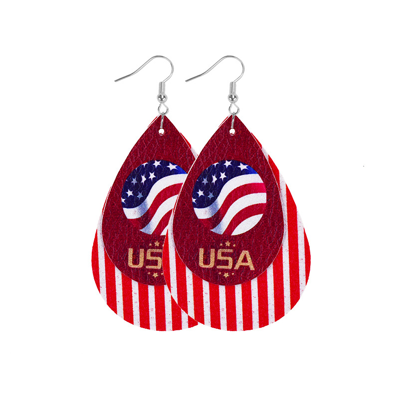 1 Pair Ethnic Style National Flag Plating Pu Leather Alloy Drop Earrings display picture 3