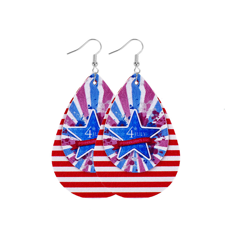 1 Pair Ethnic Style National Flag Plating Pu Leather Alloy Drop Earrings display picture 7