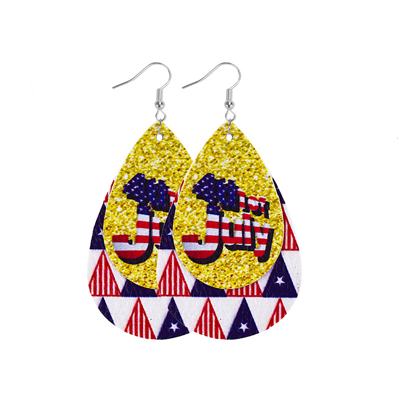 1 Pair Ethnic Style National Flag Plating Pu Leather Alloy Drop Earrings display picture 8
