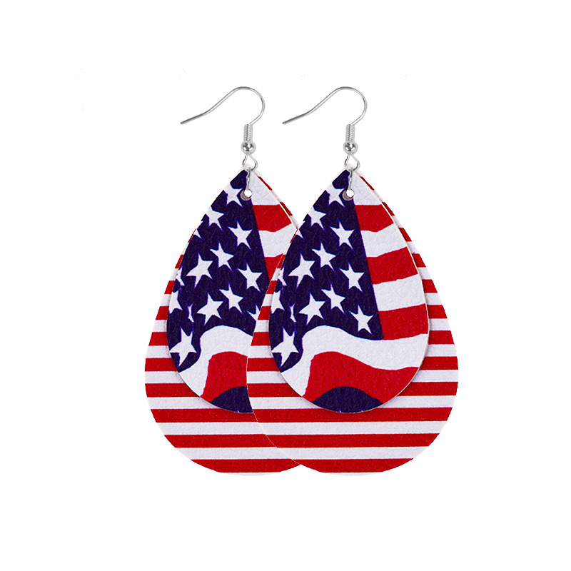 1 Pair Ethnic Style National Flag Plating Pu Leather Alloy Drop Earrings display picture 9