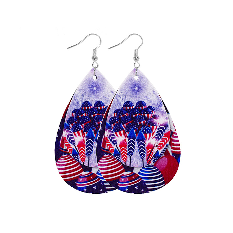1 Pair Ethnic Style National Flag Plating Pu Leather Alloy Drop Earrings display picture 14