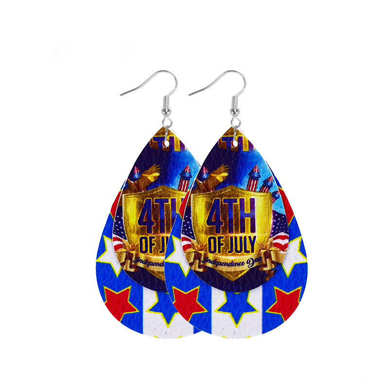 1 Pair Ethnic Style National Flag Plating Pu Leather Alloy Drop Earrings display picture 15