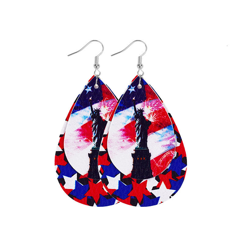 1 Pair Ethnic Style National Flag Plating Pu Leather Alloy Drop Earrings display picture 16