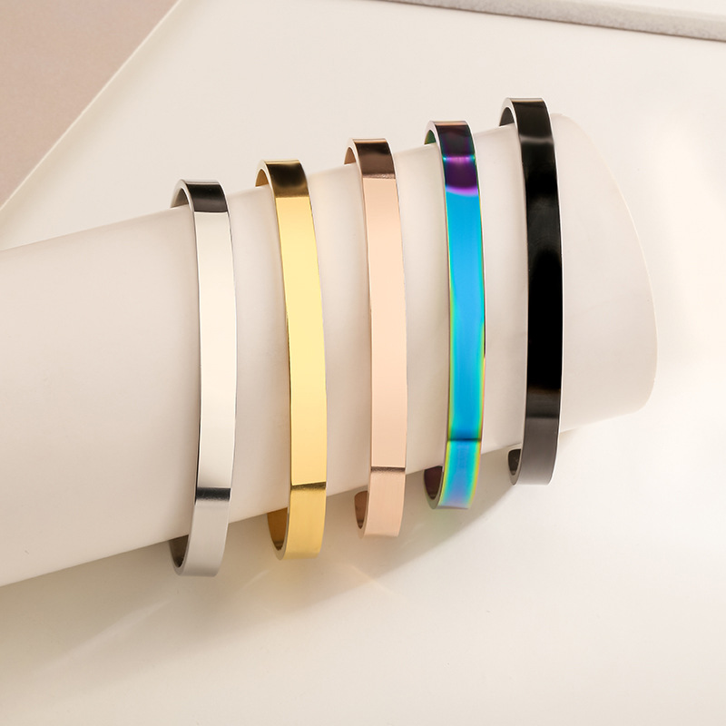 Einfacher Stil Einfarbig Rostfreier Stahl Überzug Manschettenarmbänder display picture 3