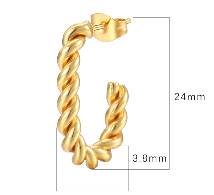 1 Paire Style Simple Style Classique Couleur Unie Placage Acier Au Titane Plaqué Or 18k Boucles D'oreilles display picture 1