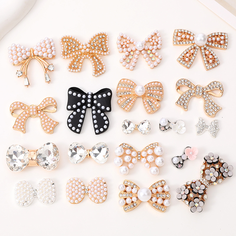 Sweet Bow Knot Metal Plating Inlay Artificial Pearls Artificial Diamond Jewelry Accessories display picture 2