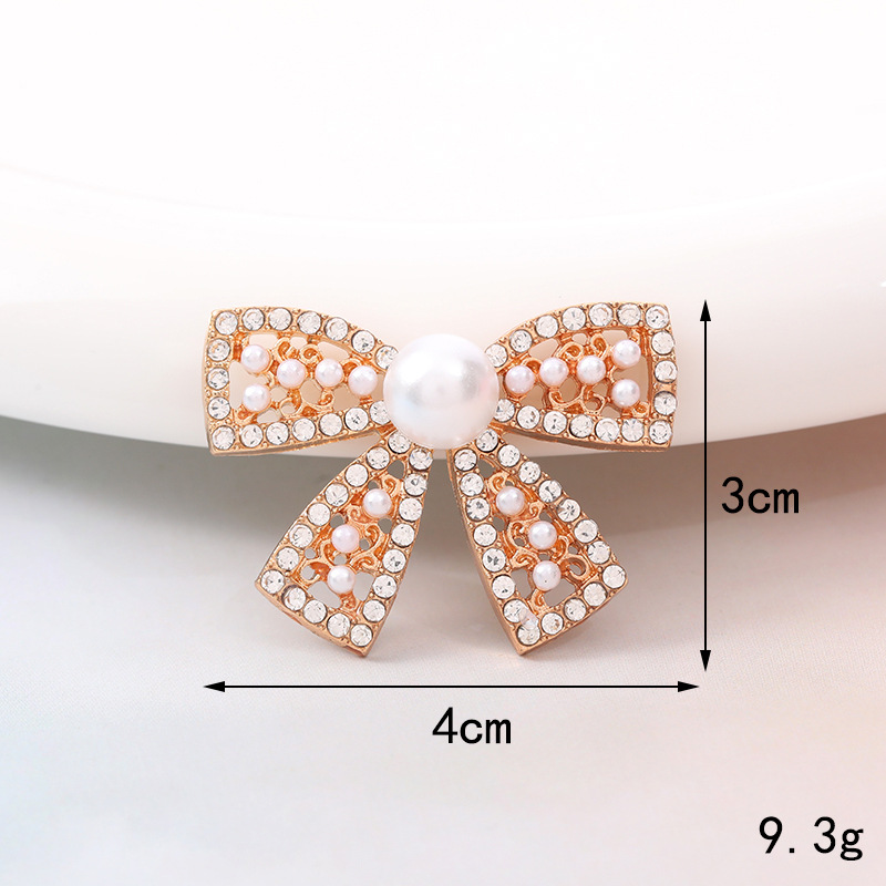 Sucré Noeud D'arc Métal Placage Incruster Perles Artificielles Diamant Artificiel Bijoux Accessoires display picture 3