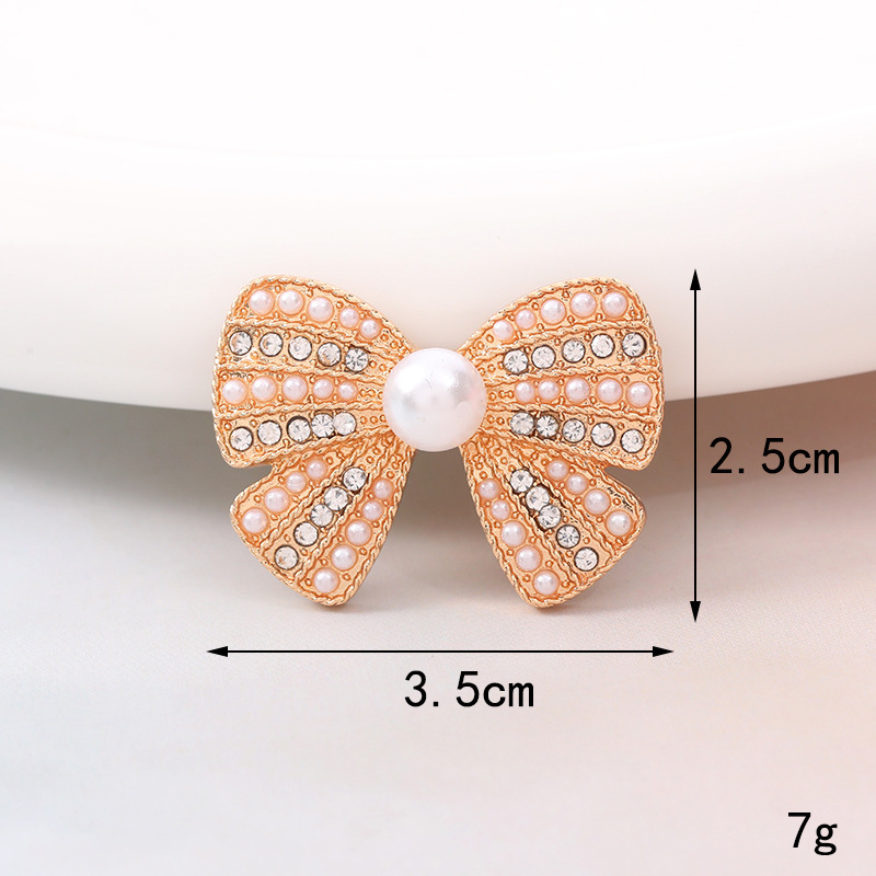 Sucré Noeud D'arc Métal Placage Incruster Perles Artificielles Diamant Artificiel Bijoux Accessoires display picture 6