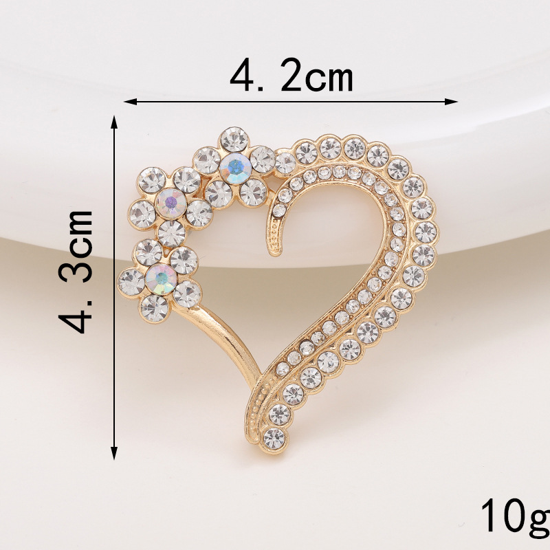 Sweet Heart Shape Metal Plating Inlay Artificial Diamond Jewelry Accessories display picture 3