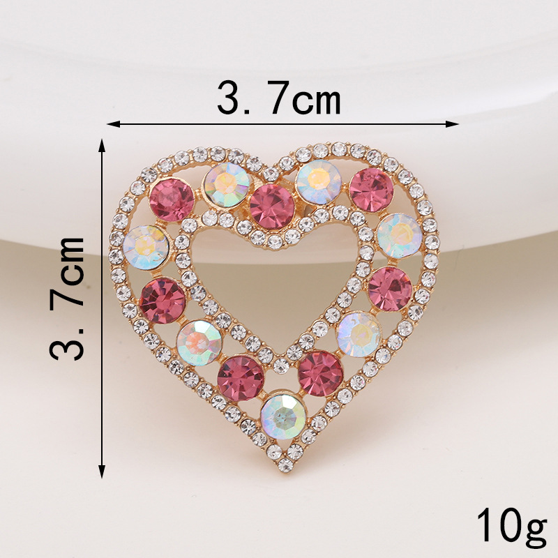 Sweet Heart Shape Metal Plating Inlay Artificial Diamond Jewelry Accessories display picture 5