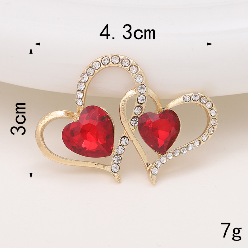 Sweet Heart Shape Metal Plating Inlay Artificial Diamond Jewelry Accessories display picture 6