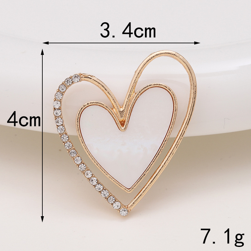 Sweet Heart Shape Metal Plating Inlay Artificial Diamond Jewelry Accessories display picture 7