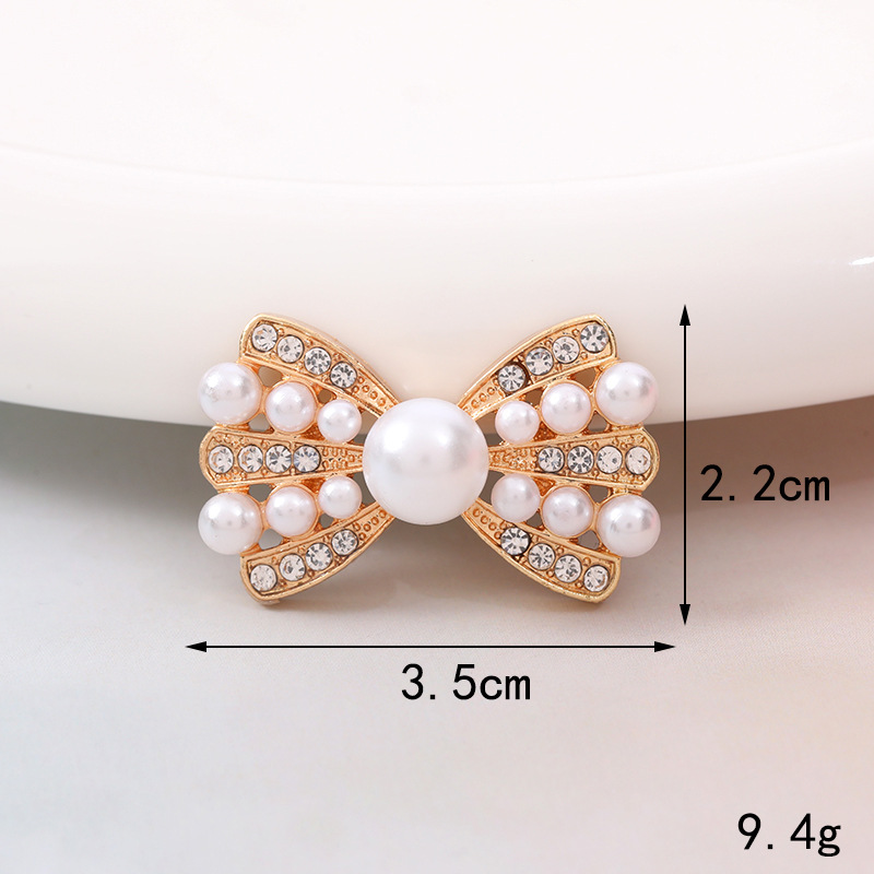 Sucré Noeud D'arc Métal Placage Incruster Perles Artificielles Diamant Artificiel Bijoux Accessoires display picture 12