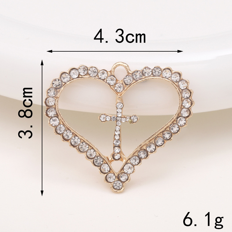 Sweet Heart Shape Metal Plating Inlay Artificial Diamond Jewelry Accessories display picture 12