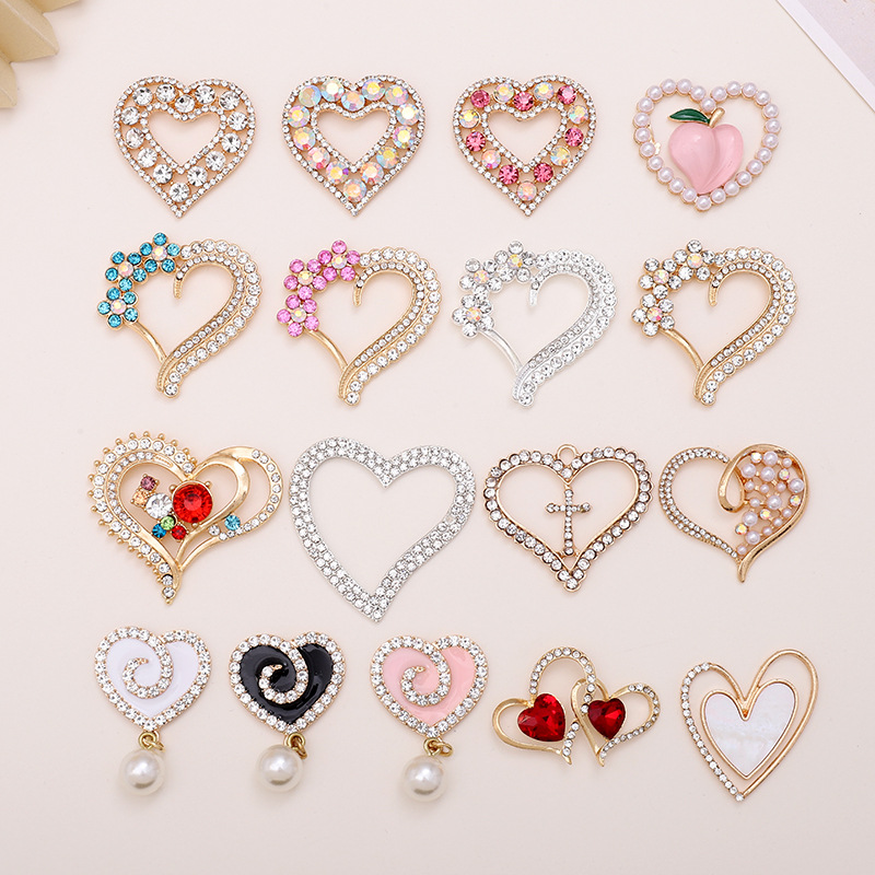 Sweet Heart Shape Metal Plating Inlay Artificial Diamond Jewelry Accessories display picture 13