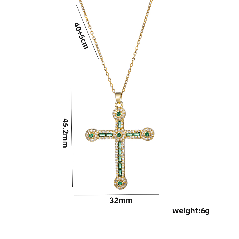 Streetwear Cross Stainless Steel Plating Inlay Zircon 18k Gold Plated Pendant Necklace display picture 1