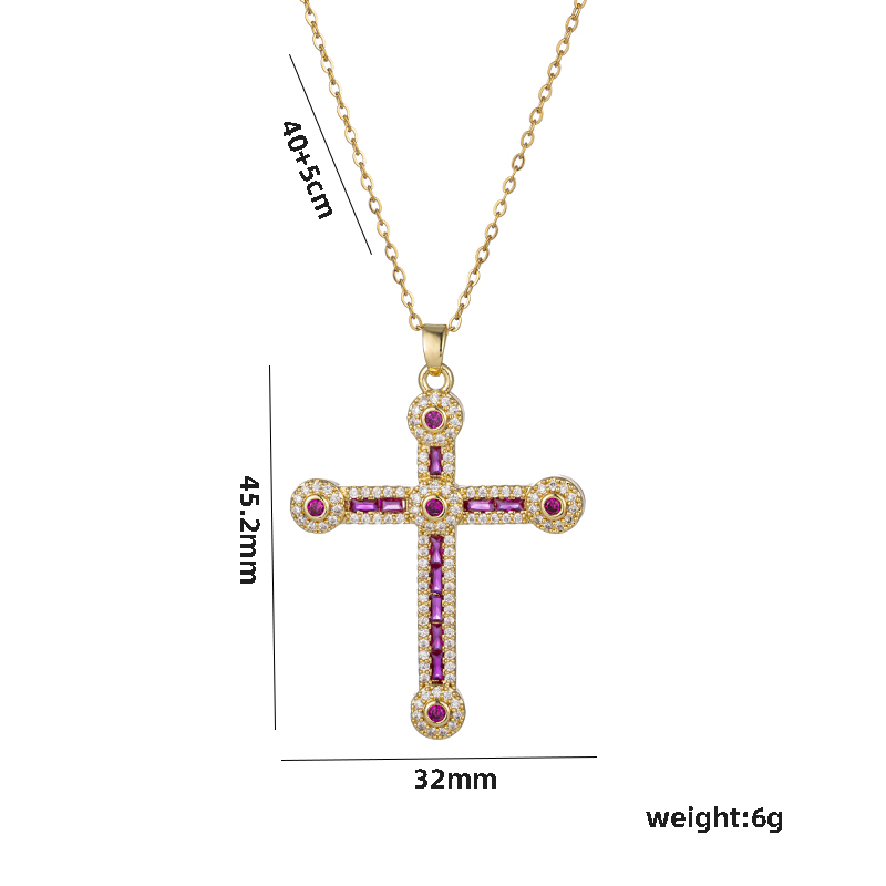 Streetwear Cross Stainless Steel Plating Inlay Zircon 18k Gold Plated Pendant Necklace display picture 3