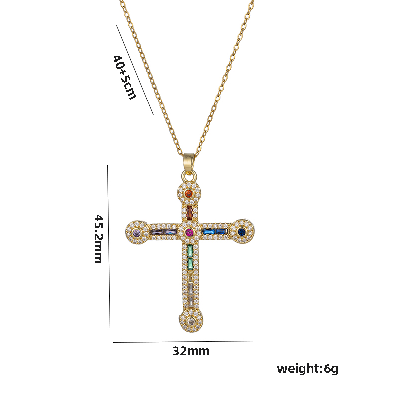 Streetwear Cross Stainless Steel Plating Inlay Zircon 18k Gold Plated Pendant Necklace display picture 4