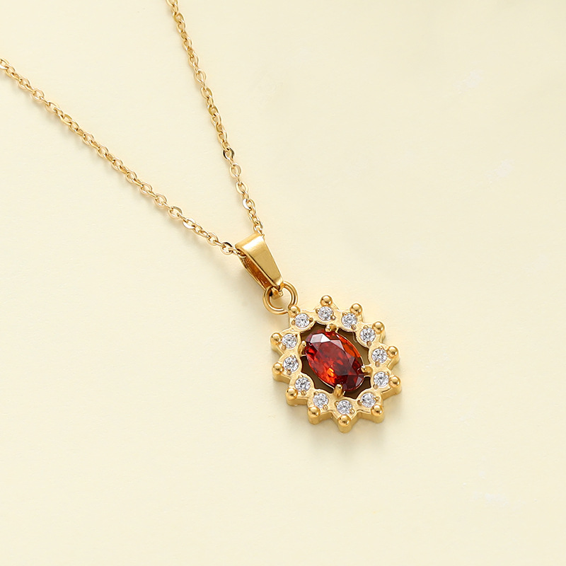 Classic Style Water Droplets Stainless Steel Plating Inlay Zircon Gold Plated Pendant Necklace display picture 3