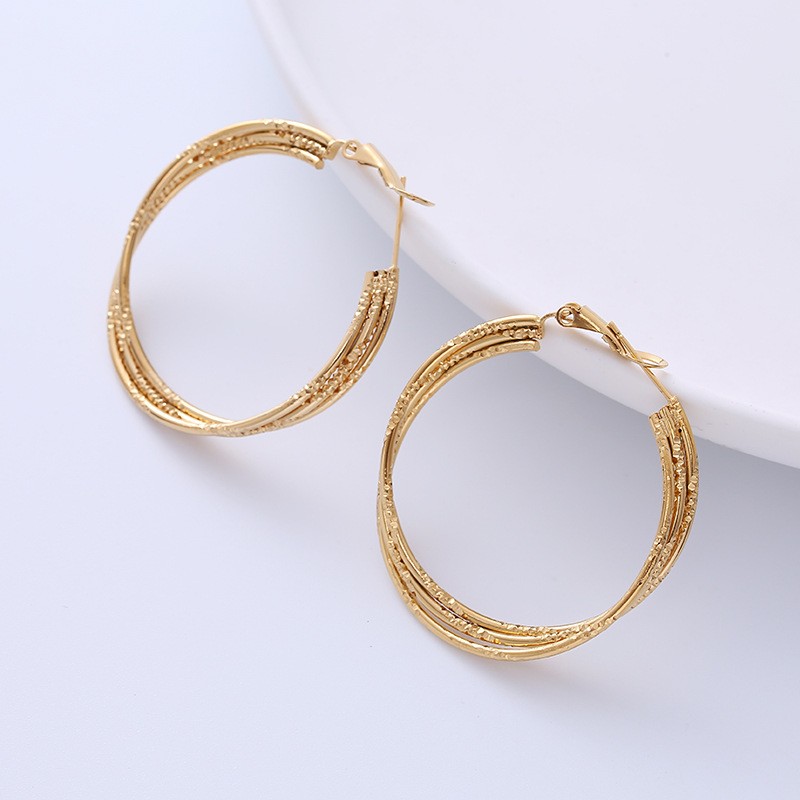 1 Pair Simple Style Solid Color Plating 304 Stainless Steel 18K Gold Plated Earrings display picture 1