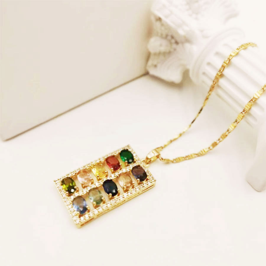 Ig Style Simple Style Rectangle Titanium Alloy Inlay Crystal Women's Pendant Necklace display picture 1
