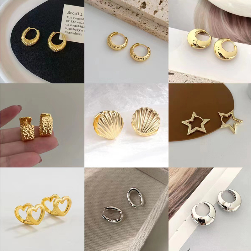 Wholesale Jewelry Elegant Luxurious Queen Star Heart Shape Shell Alloy 14k Gold Plated Plating Earrings display picture 1