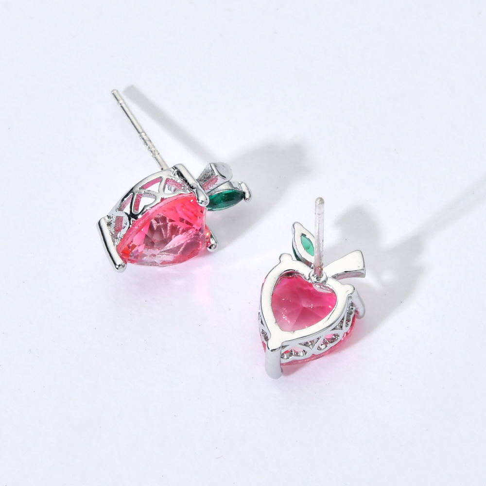 1 Pair Ig Style Heart Shape Plating Inlay Copper Zircon White Gold Plated Ear Studs display picture 2