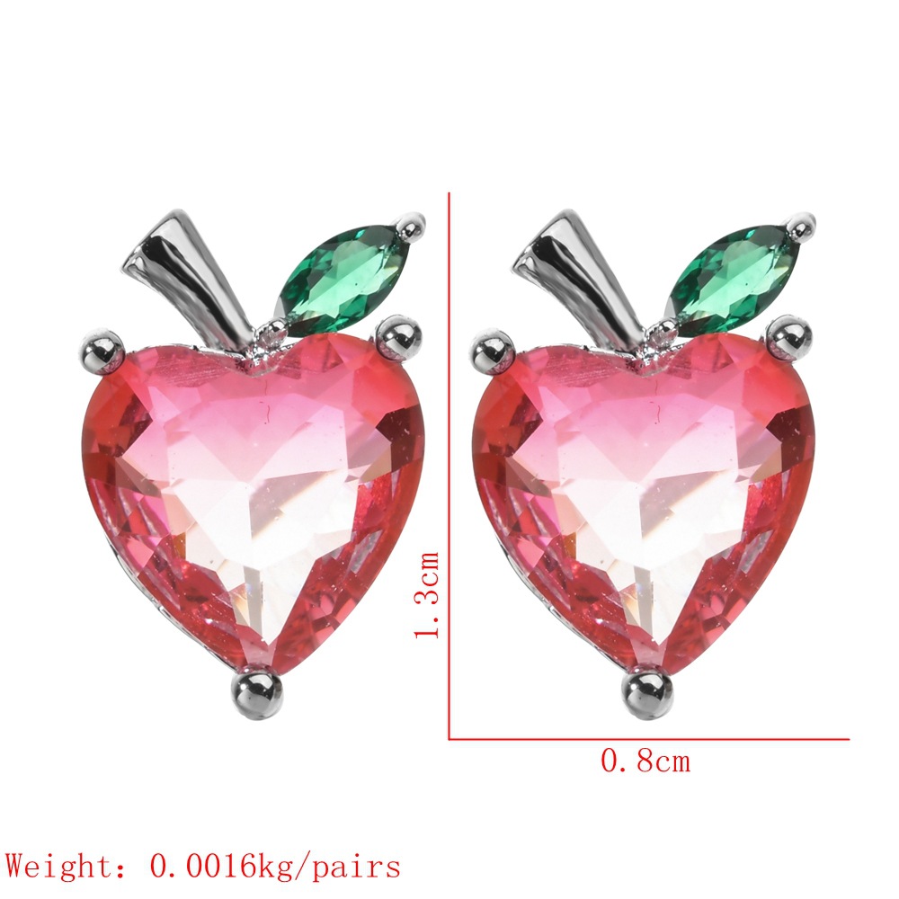 1 Pair Ig Style Heart Shape Plating Inlay Copper Zircon White Gold Plated Ear Studs display picture 1