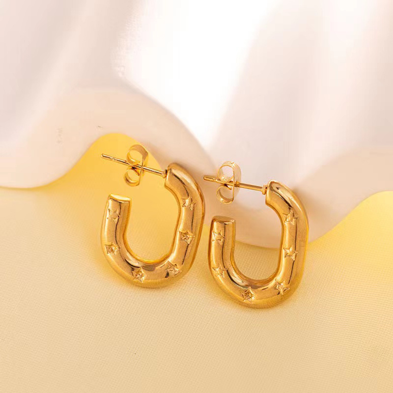 1 Pair Romantic Modern Style Classic Style Pentagram Plating Stainless Steel Gold Plated Ear Studs display picture 3