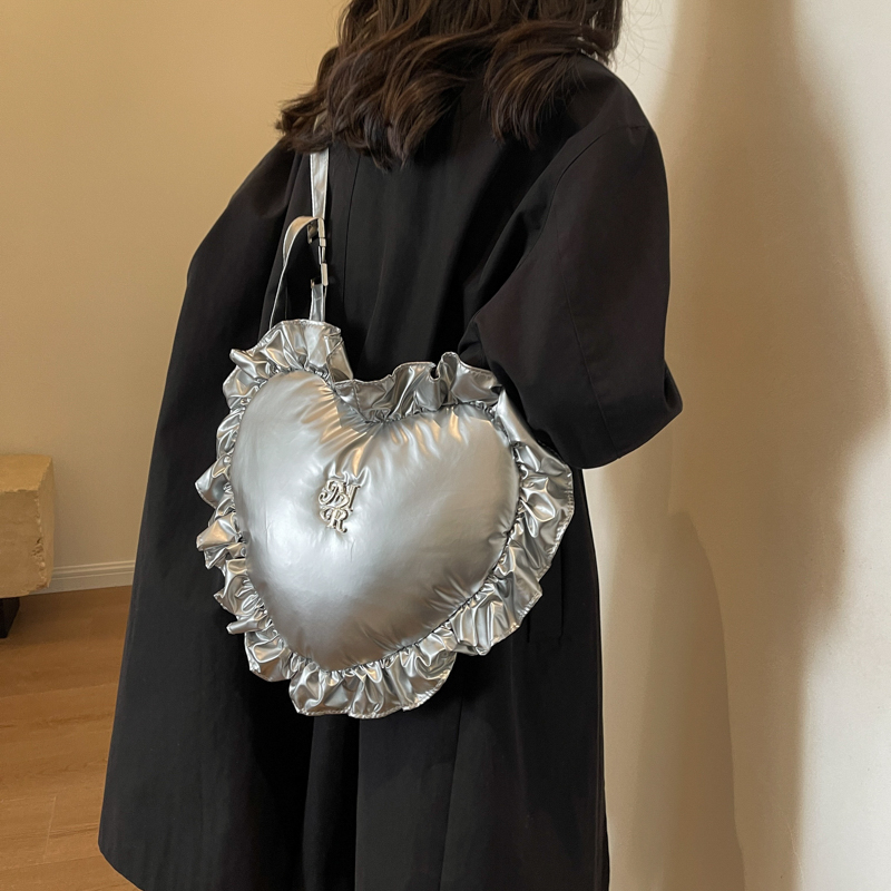 Frau Tuch Herzform Süß Vintage-stil Herzförmig Reißverschluss Modischer Rucksack display picture 5