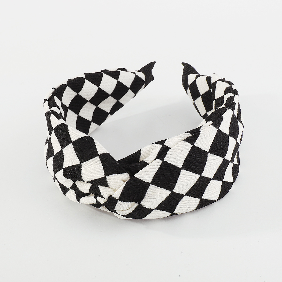 Women's Retro Preppy Style Knot Checkered Plastic Cloth Criss Cross Hair Band display picture 1