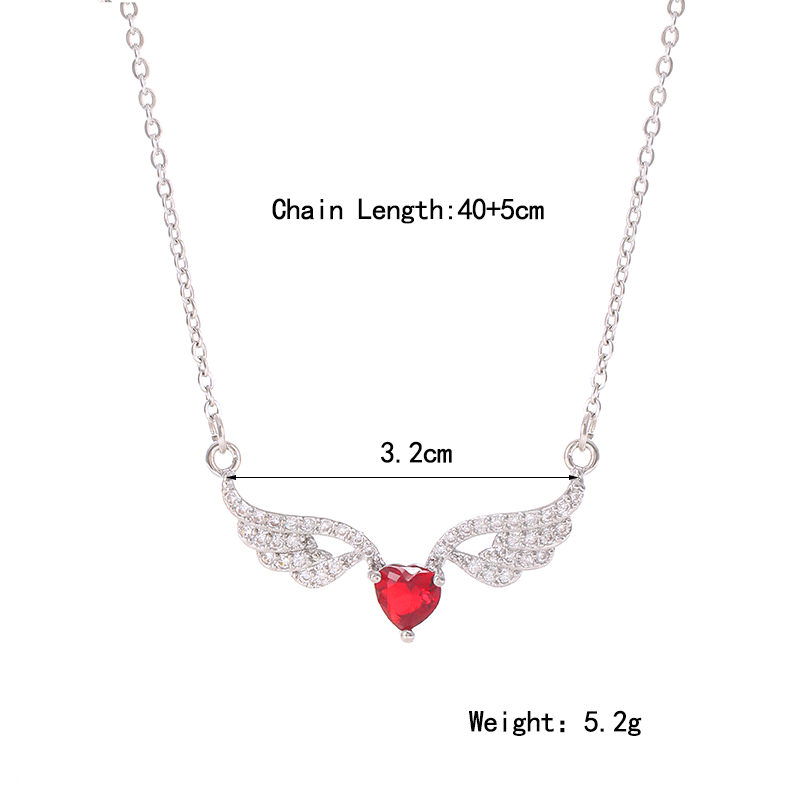 Wholesale Queen Heart Shape Wings 304 Stainless Steel Copper Plating Inlay White-Plated K Zircon Pendant Necklace display picture 1