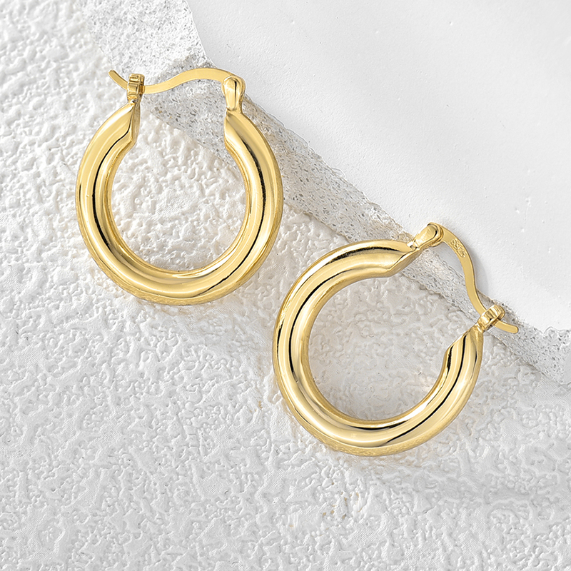 1 Pair Punk Simple Style Classic Style Solid Color Plating Copper 18k Gold Plated Hoop Earrings display picture 4
