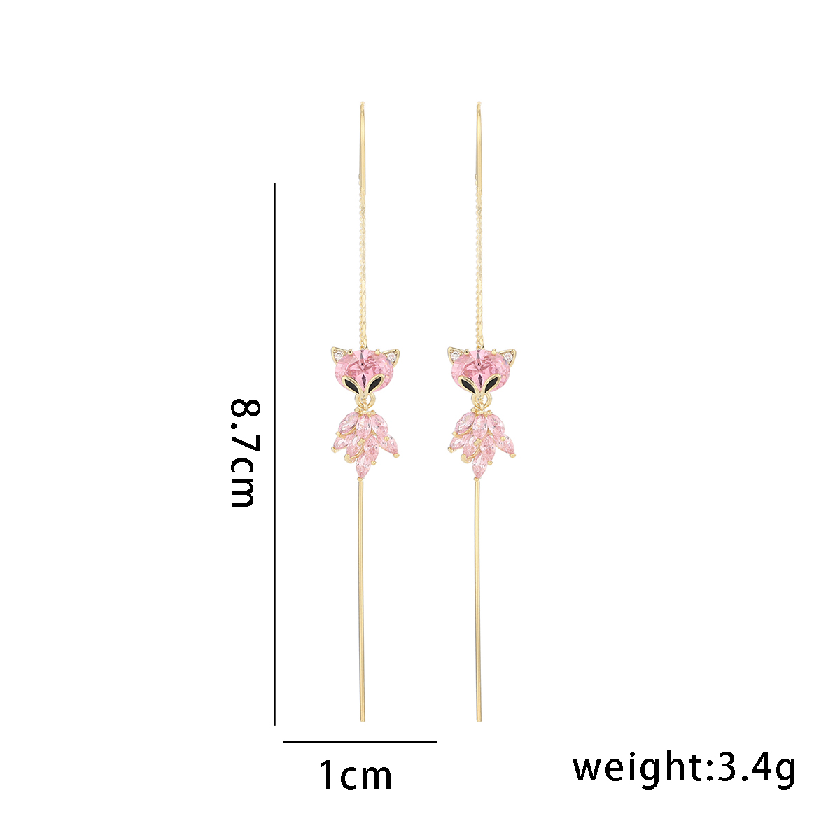 1 Pair Simple Style Animal Inlay Copper Zircon Ear Line display picture 2