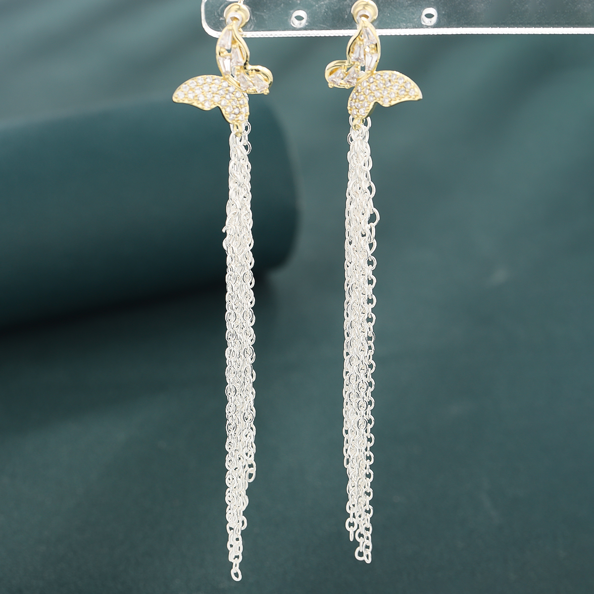 1 Pair Simple Style Butterfly Inlay Copper Zircon Drop Earrings display picture 4