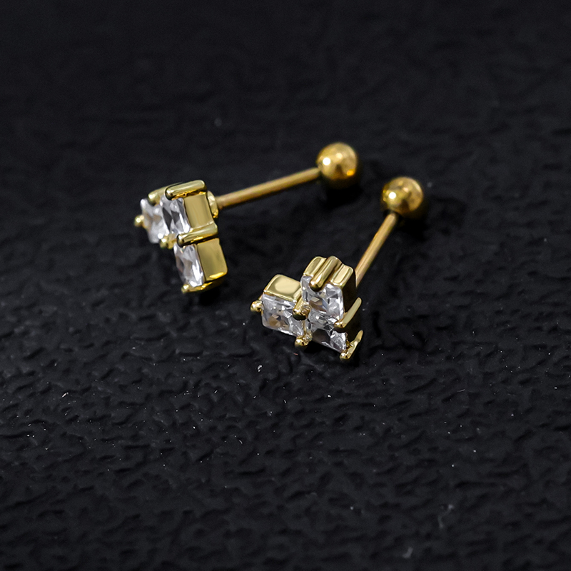 1 Pair Lady Shiny Flower Polishing Plating Inlay Stainless Steel Copper Zircon 18K Gold Plated White Gold Plated Ear Studs display picture 10