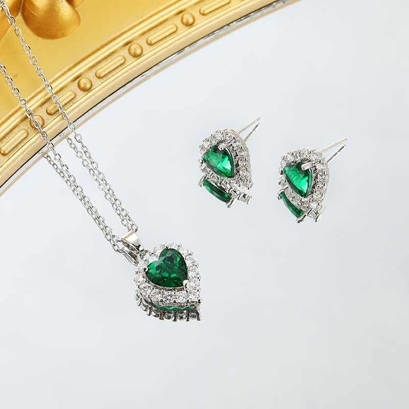 Elegant Heart Shape Copper Earrings Necklace In Bulk display picture 8