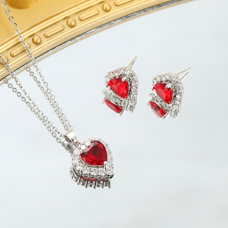 Elegant Heart Shape Copper Earrings Necklace In Bulk display picture 10