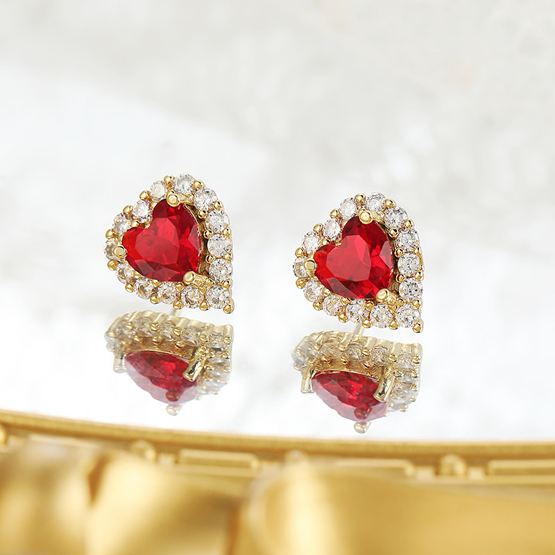 Elegant Heart Shape Copper Earrings Necklace In Bulk display picture 19