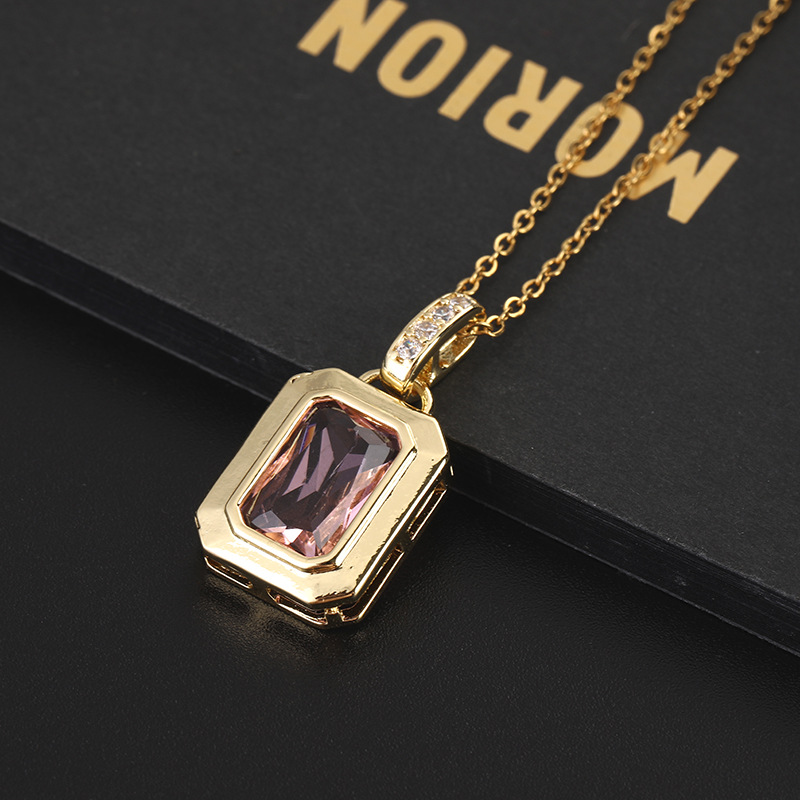 Simple Style Geometric Copper Zircon Pendant Necklace In Bulk display picture 5