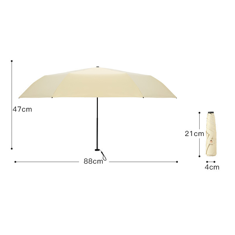 Carbon Fiber Super Light Umbrella Tri-fold Umbrella Vinyl Sun Protective Sun Umbrella Compact Mini Folding Sun Umbrella Female Feather Umbrella display picture 2