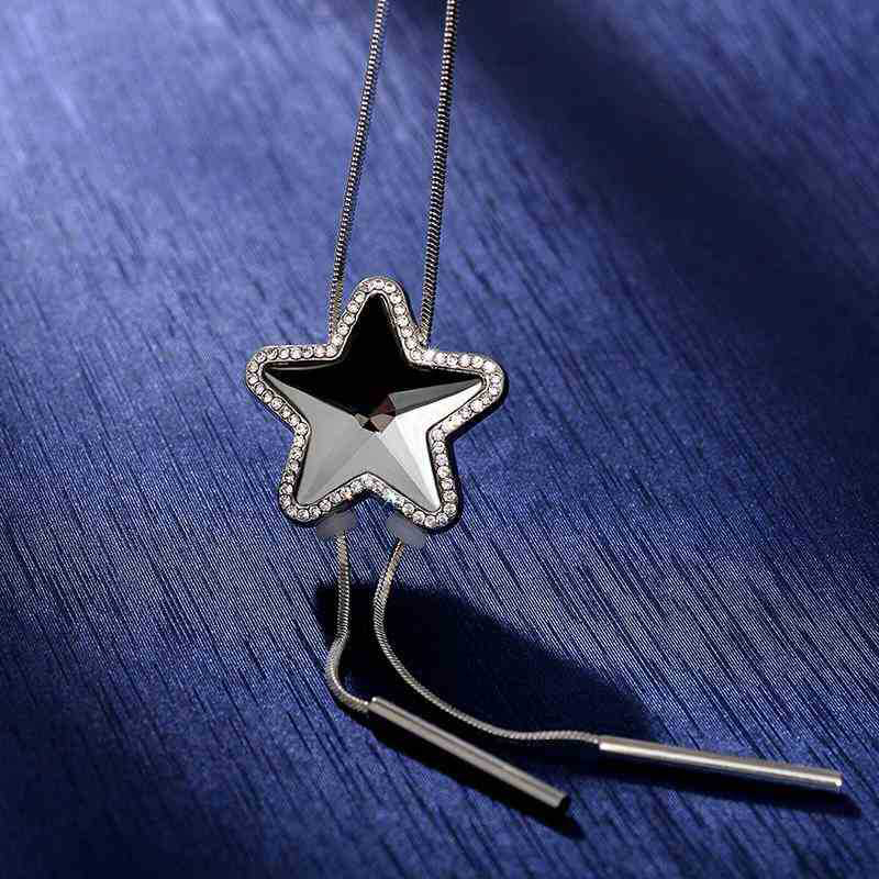 Lady Pentagram Alloy Copper Inlay Glass Women's Sweater Chain Long Necklace display picture 4