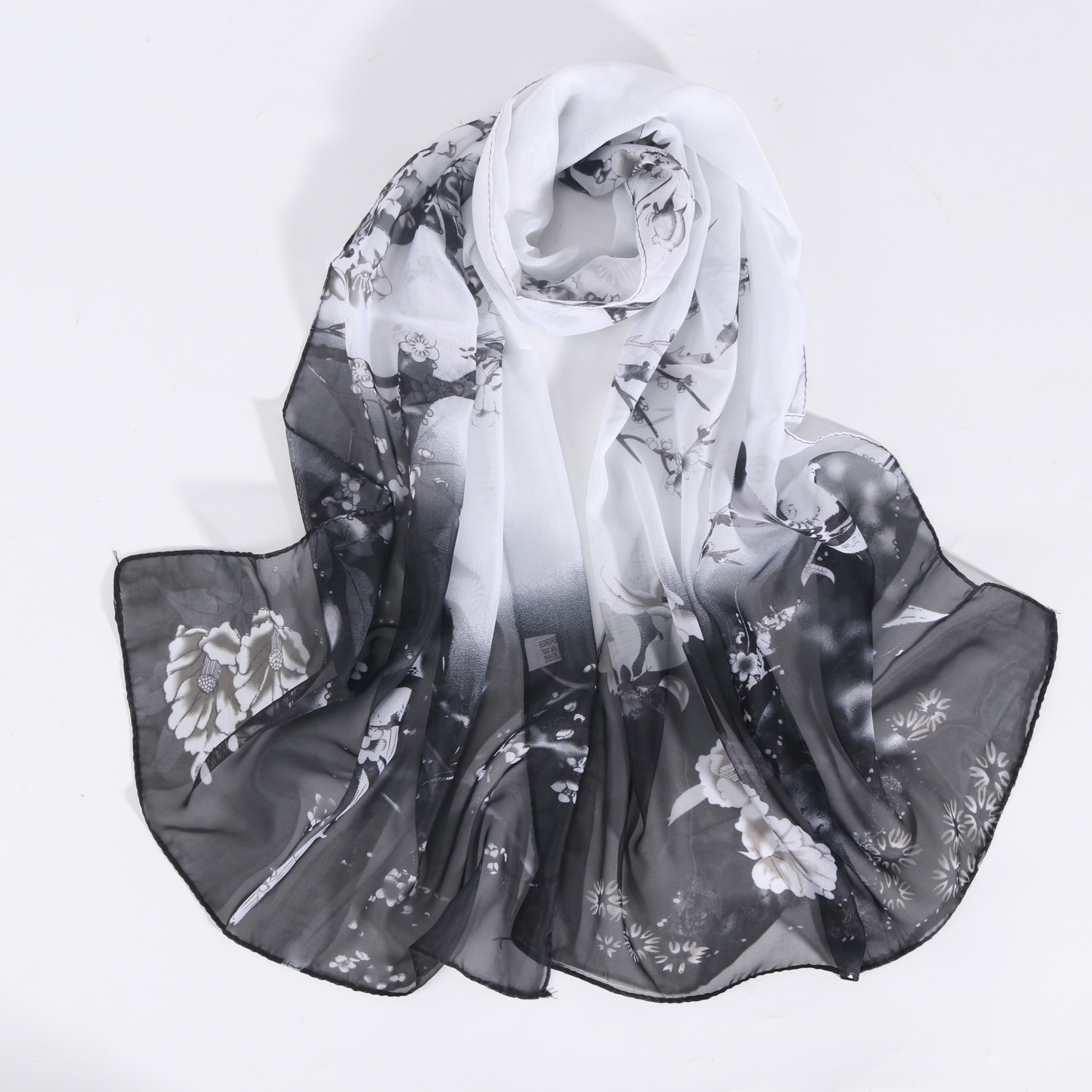 Women's Elegant Simple Style Flower Bird Polyester Printing Silk Scarf display picture 6